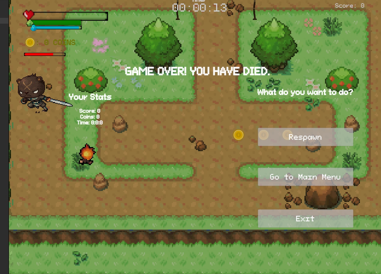 Game Over screen