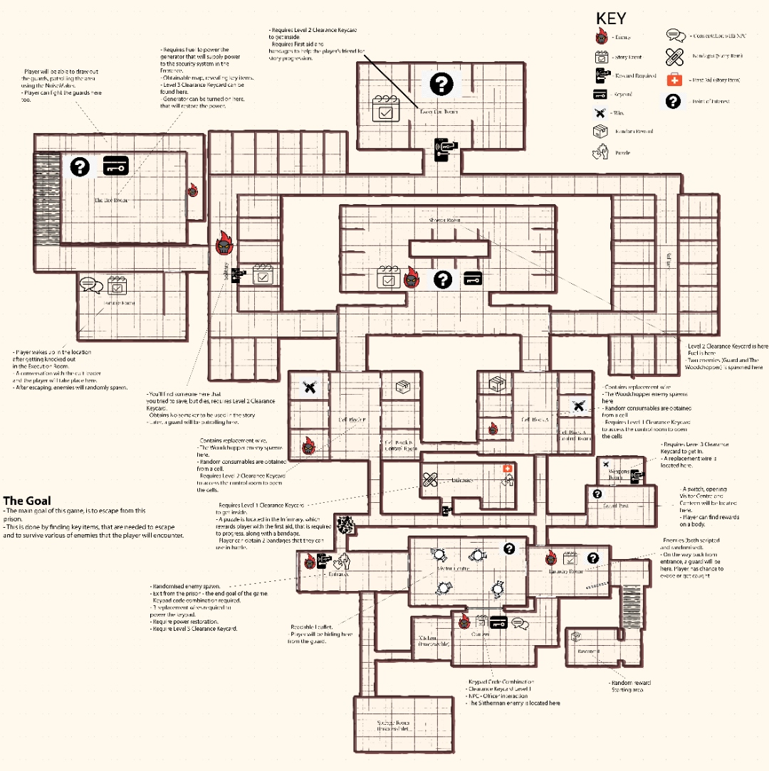 Full annotated Into the Shadows prison map
