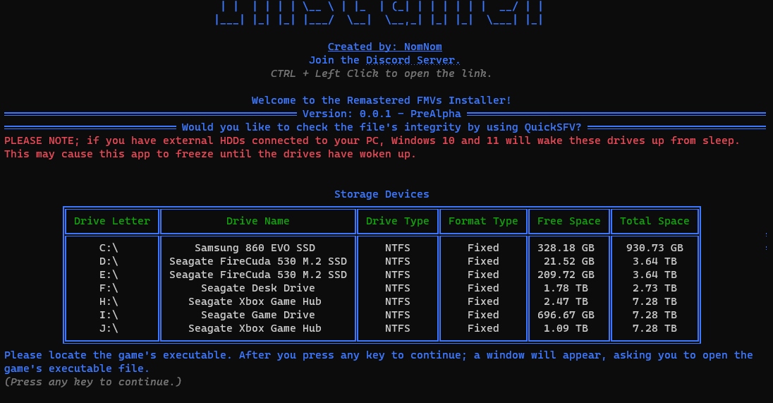 FMV Installer tool — PreAlpha build
