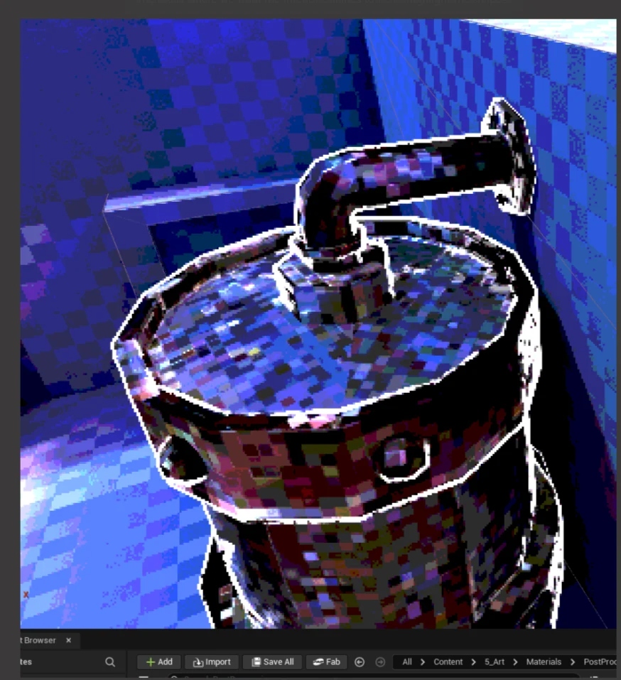 PSX drum prop with post-process outline