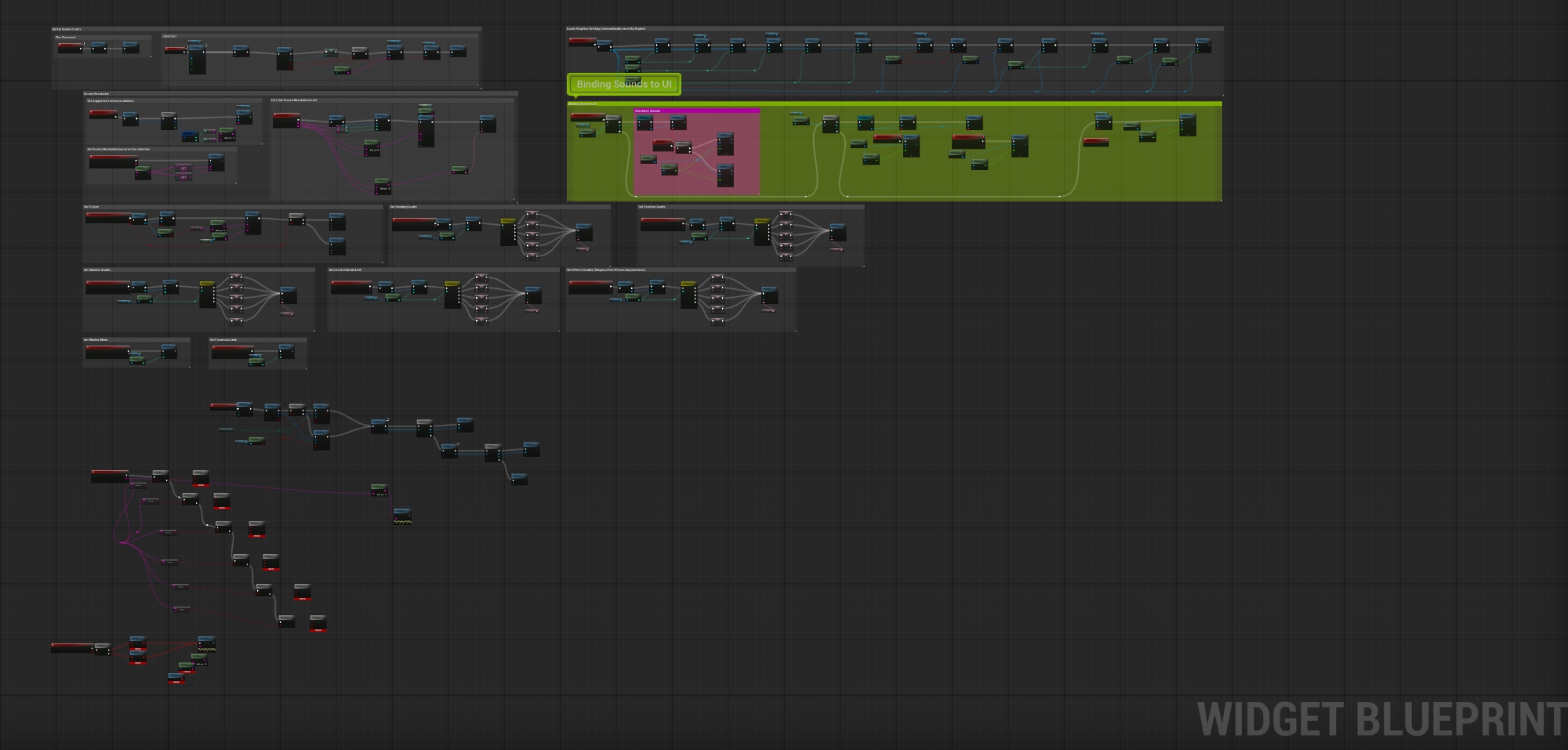 Widget Blueprint graphics and sound settings