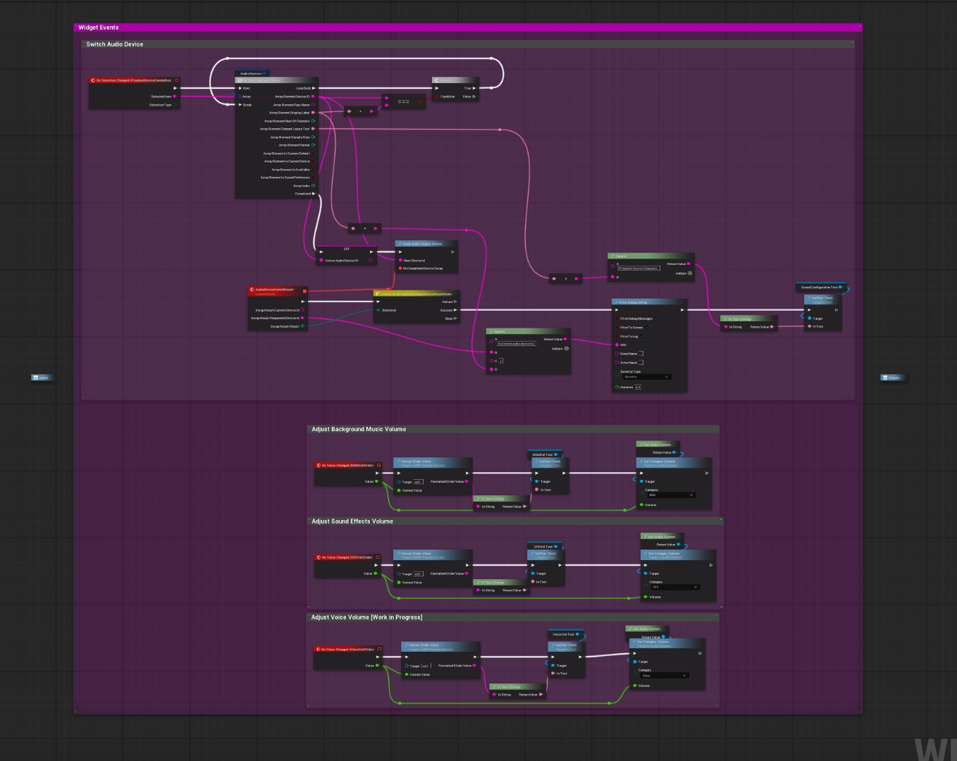 Sound volume sliders Blueprint
