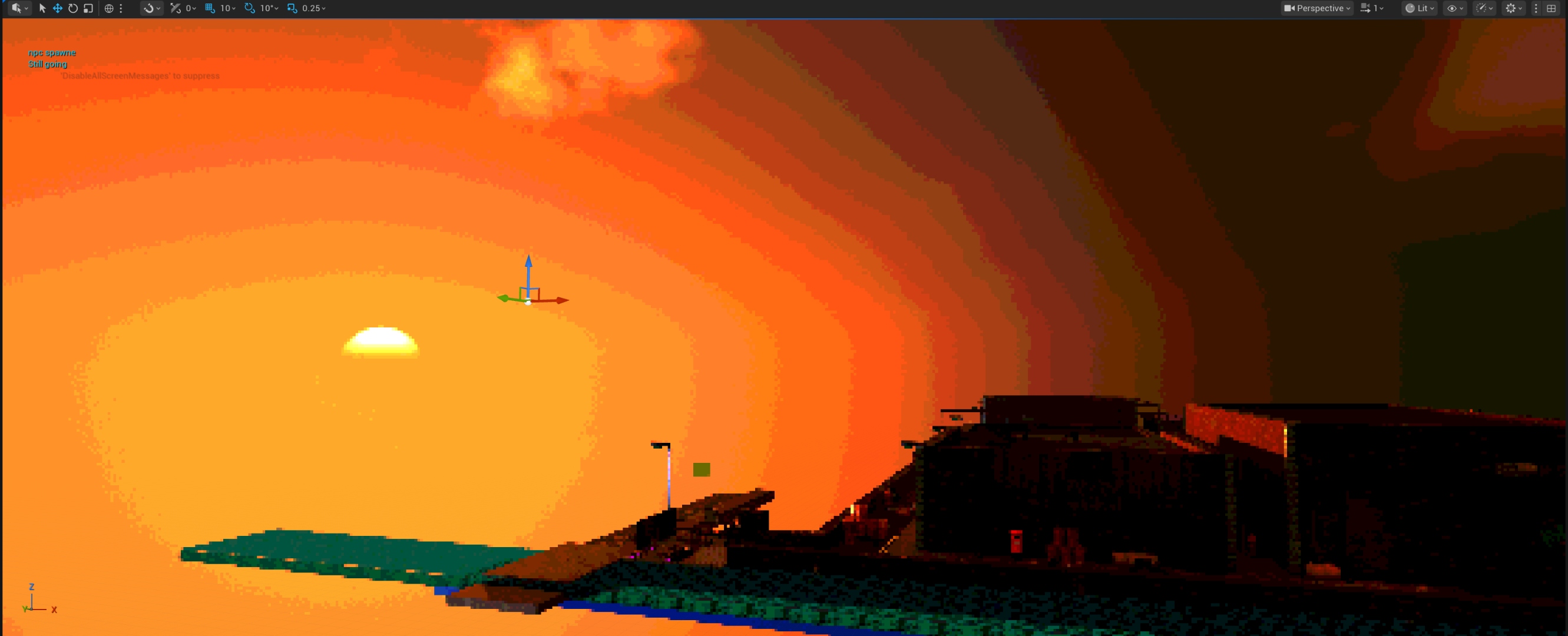 Day-Night Cycle sunset in editor