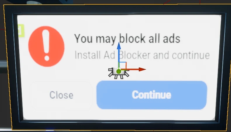 Ad blocker popup screen