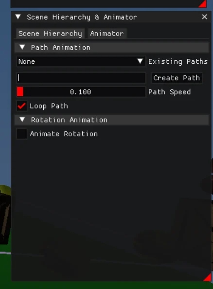 Animator panel path animation