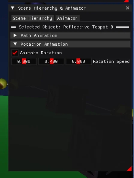 Animator panel teapot rotation