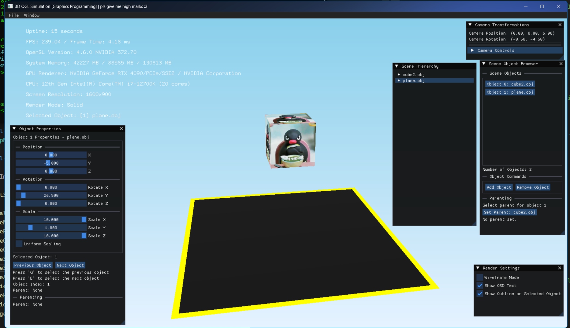 Object properties texture preview