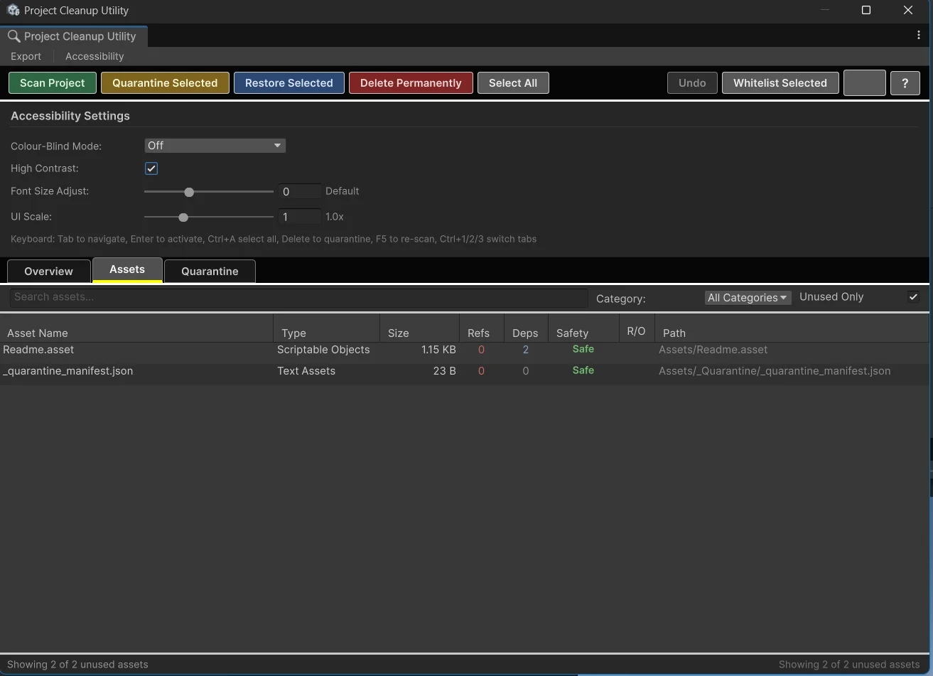 Accessibility settings default state