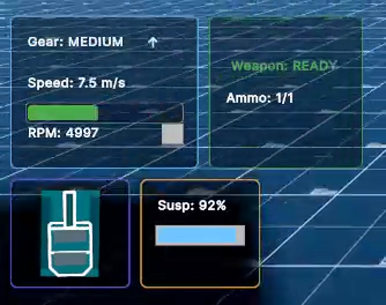 UI Toolkit HUD close-up gear speed RPM