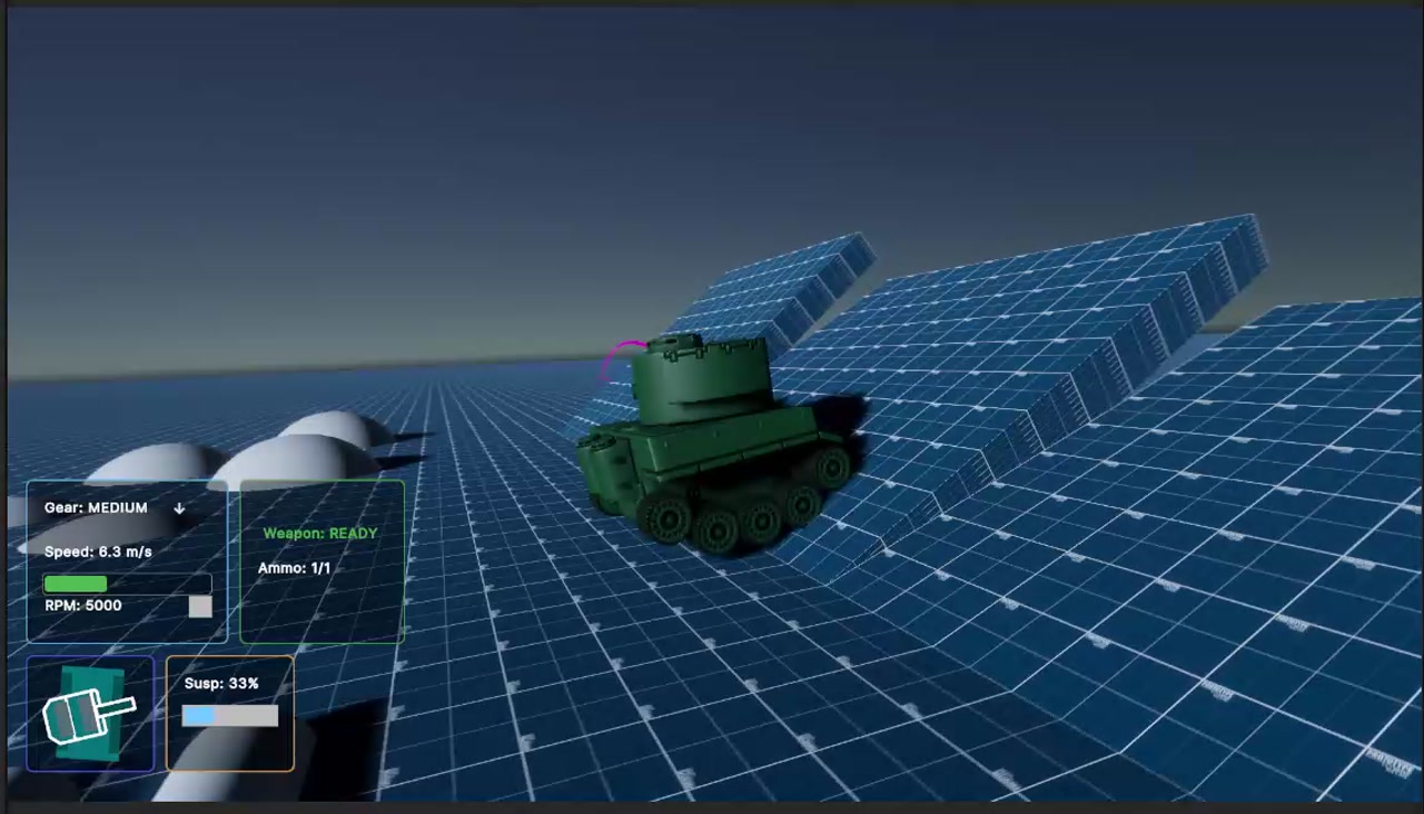 Medium gear suspension test on slope