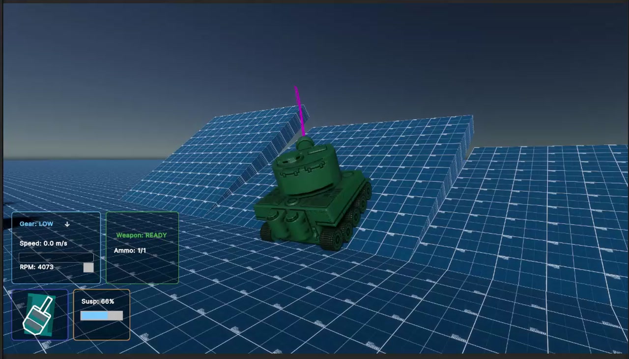 Low gear hilltop weapon ready