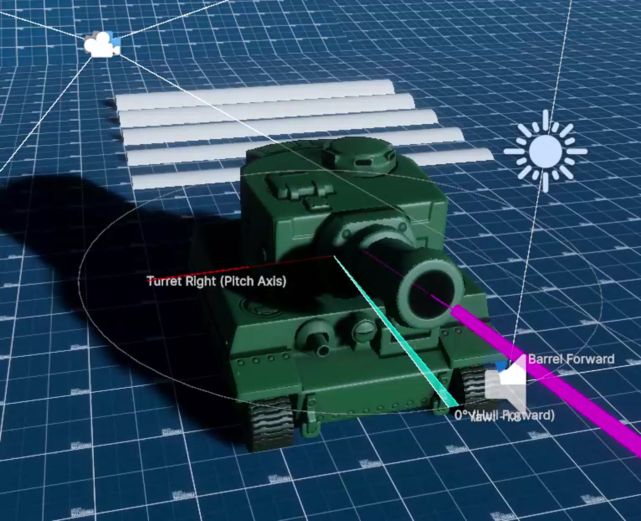 Turret gizmo mid-rotation