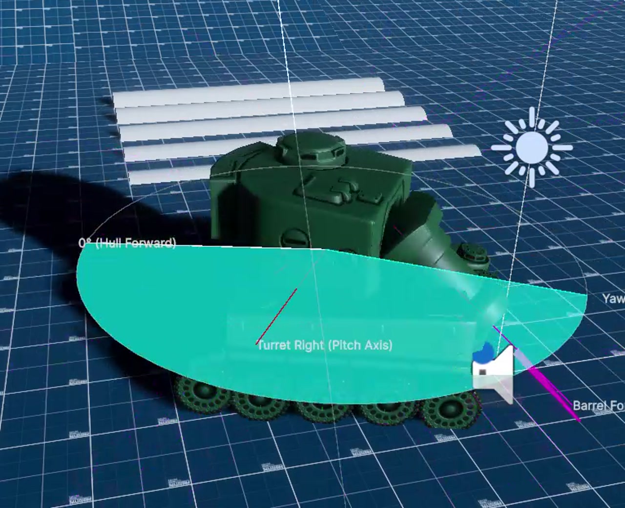 Turret gizmo overhead view