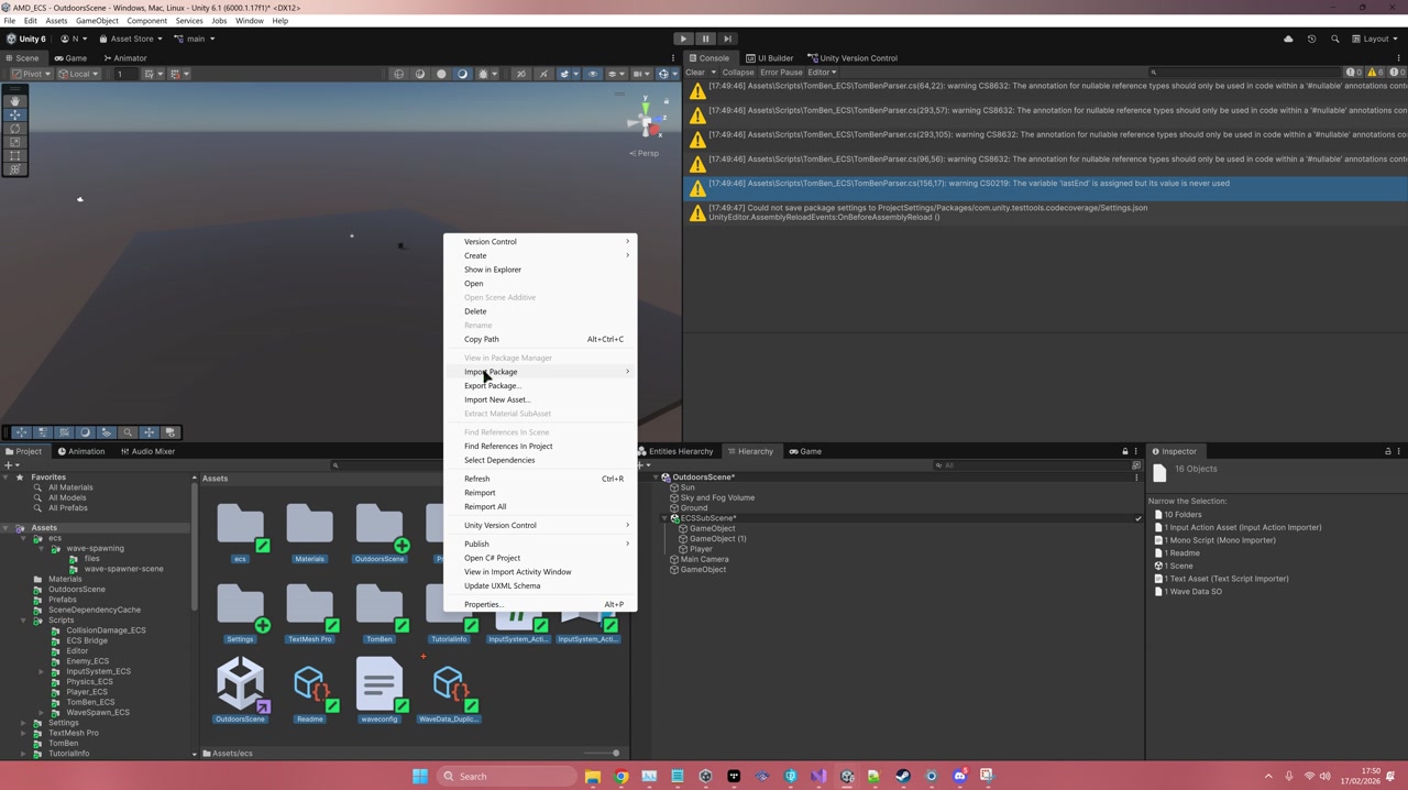 Editor project structure ECS subscene